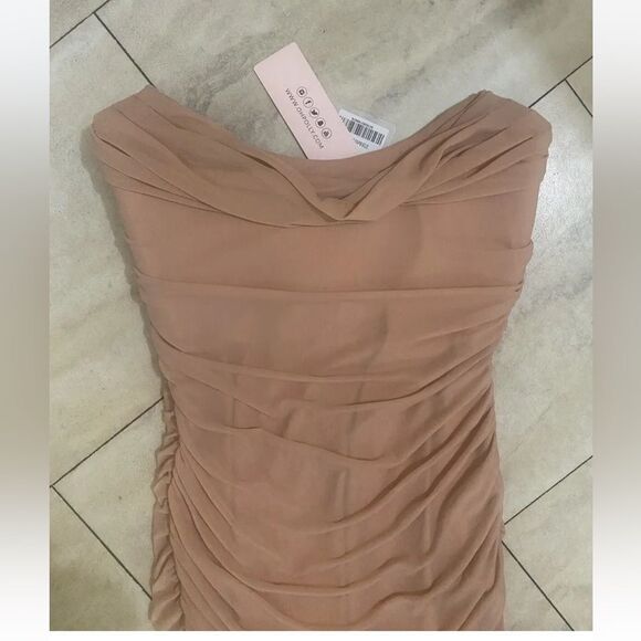 Oh Polly nude draped strapless dress size 10 New - Picture 13 of 16
